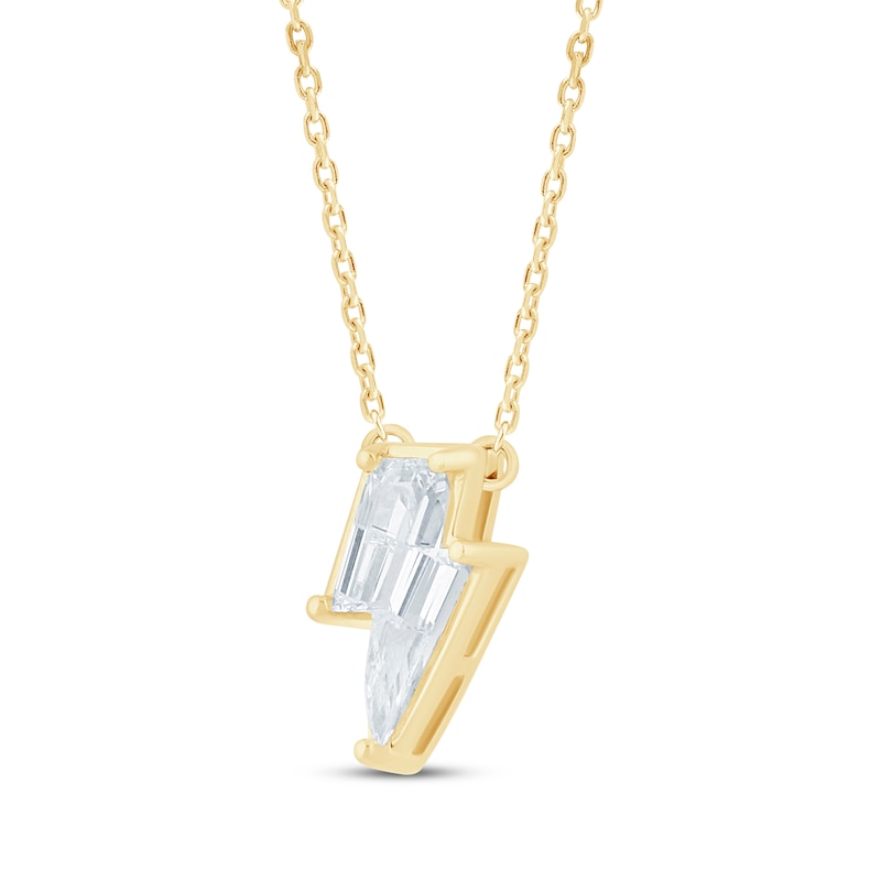 Main Image 2 of KAY Lab-Grown Diamonds Solitaire Lightning Bolt Necklace 5/8 ct tw 14K Yellow Gold 18&quot; (F/SI2)