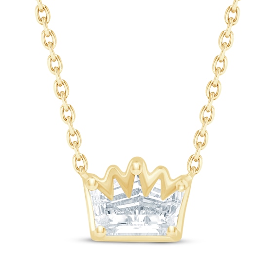 KAY Lab-Grown Diamonds Solitaire Crown Necklace 5/8 ct tw 14K Yellow Gold 18" (F/SI2)