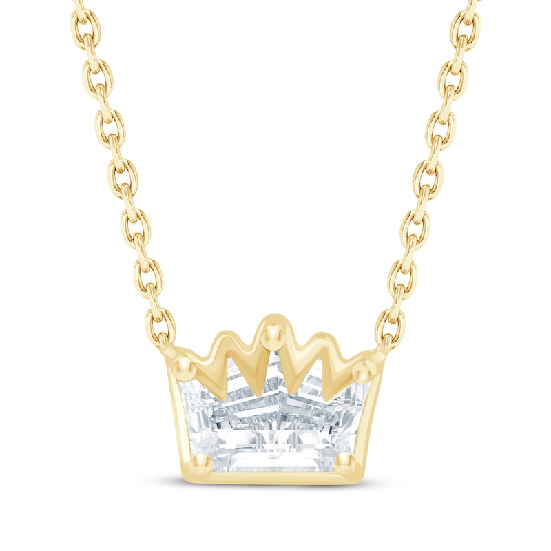 Main Image 1 of KAY Lab-Grown Diamonds Solitaire Crown Necklace 5/8 ct tw 14K Yellow Gold 18&quot; (F/SI2)