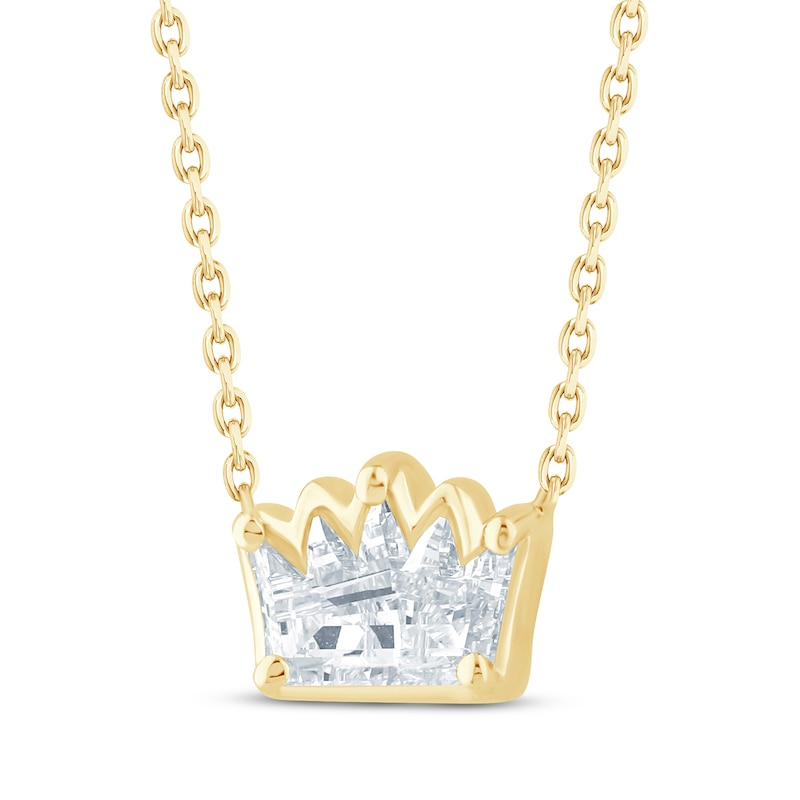 Main Image 2 of KAY Lab-Grown Diamonds Solitaire Crown Necklace 5/8 ct tw 14K Yellow Gold 18&quot; (F/SI2)