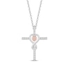 Thumbnail Image 1 of Hallmark Diamond Cross with Heart Necklace 1/10 ct tw Sterling Silver & 10K Rose Gold 18&quot;