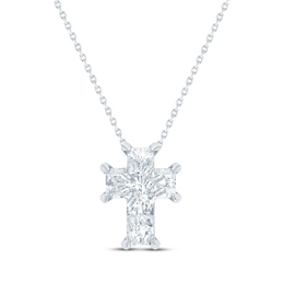 KAY Lab-Grown Diamonds Solitaire Cross Necklace 5/8 ct tw 14K White Gold 18" (F/SI2)