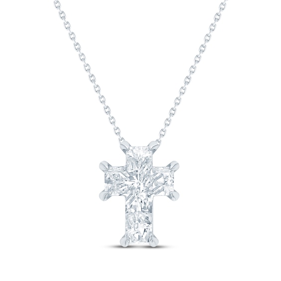 KAY Lab-Grown Diamonds Solitaire Cross Necklace 5/8 ct tw 14K White Gold 18" (F/SI2)