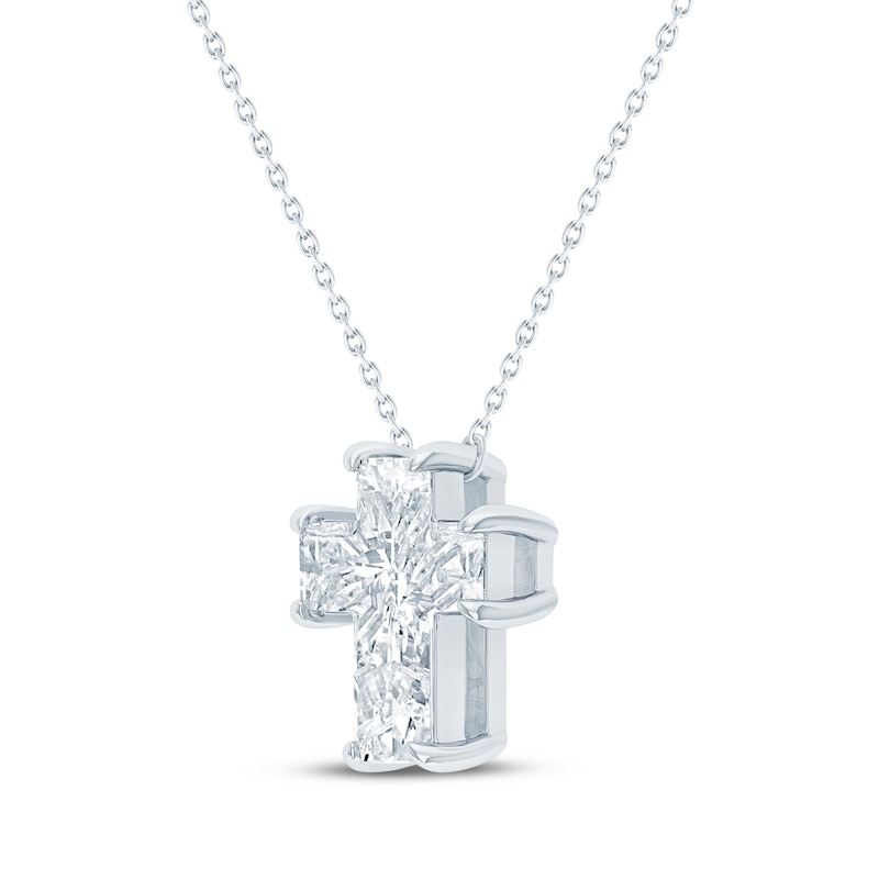 Main Image 2 of KAY Lab-Grown Diamonds Solitaire Cross Necklace 5/8 ct tw 14K White Gold 18&quot; (F/SI2)
