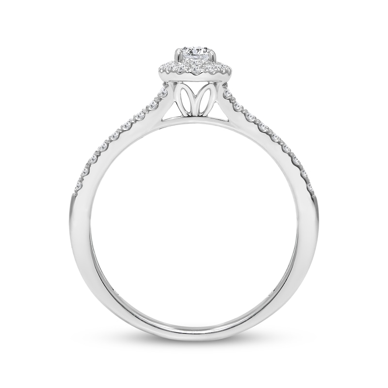 Main Image 2 of Now + Forever Round-Cut Diamond Oval Halo Engagement Ring 1/2 ct tw 10K White Gold