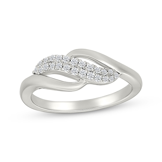 Diamond Split Curve Fashion Ring 1/6 ct tw Sterling Silver