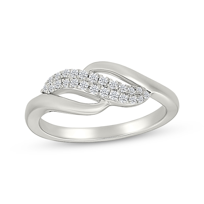 Main Image 1 of Diamond Split Curve Fashion Ring 1/6 ct tw Sterling Silver