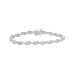 Diamond Swirl Link Bracelet 1/6 ct tw 10K White Gold 7"