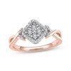 Thumbnail Image 1 of Multi-Diamond Cushion Halo Tilted Promise Ring 1/6 ct tw 10K Rose Gold