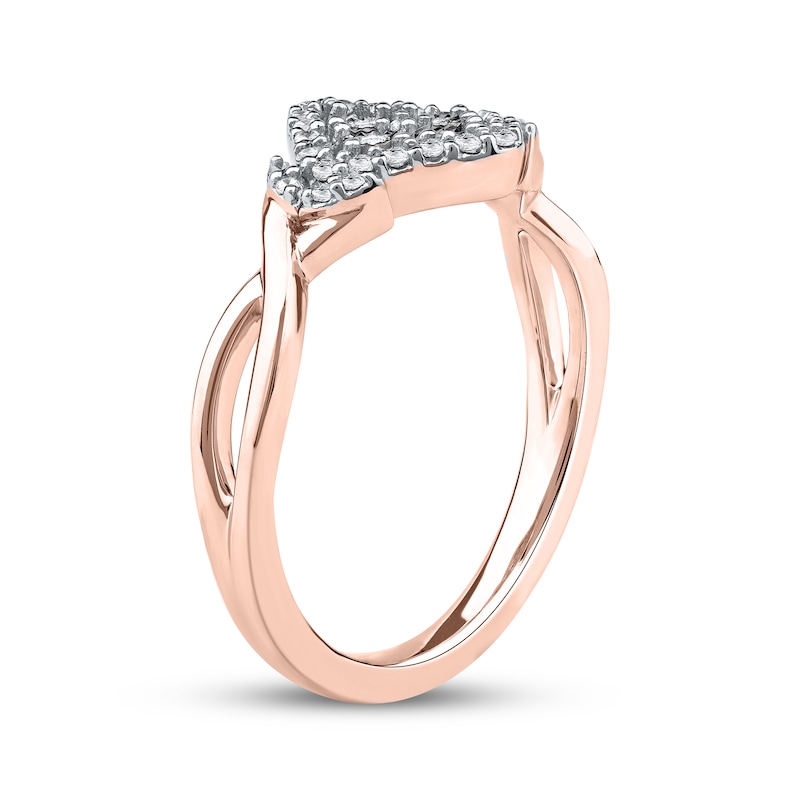 Main Image 2 of Multi-Diamond Cushion Halo Tilted Promise Ring 1/6 ct tw 10K Rose Gold