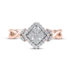 Thumbnail Image 3 of Multi-Diamond Cushion Halo Tilted Promise Ring 1/6 ct tw 10K Rose Gold