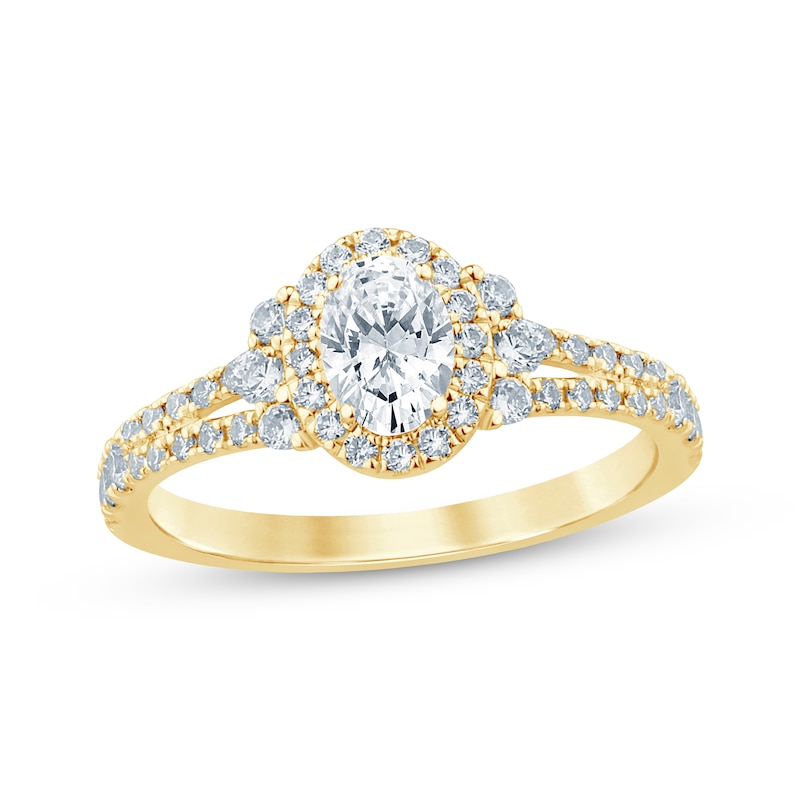 Main Image 1 of Now + Forever Oval-Cut Diamond Halo Engagement Ring 1 ct tw 14K Yellow Gold