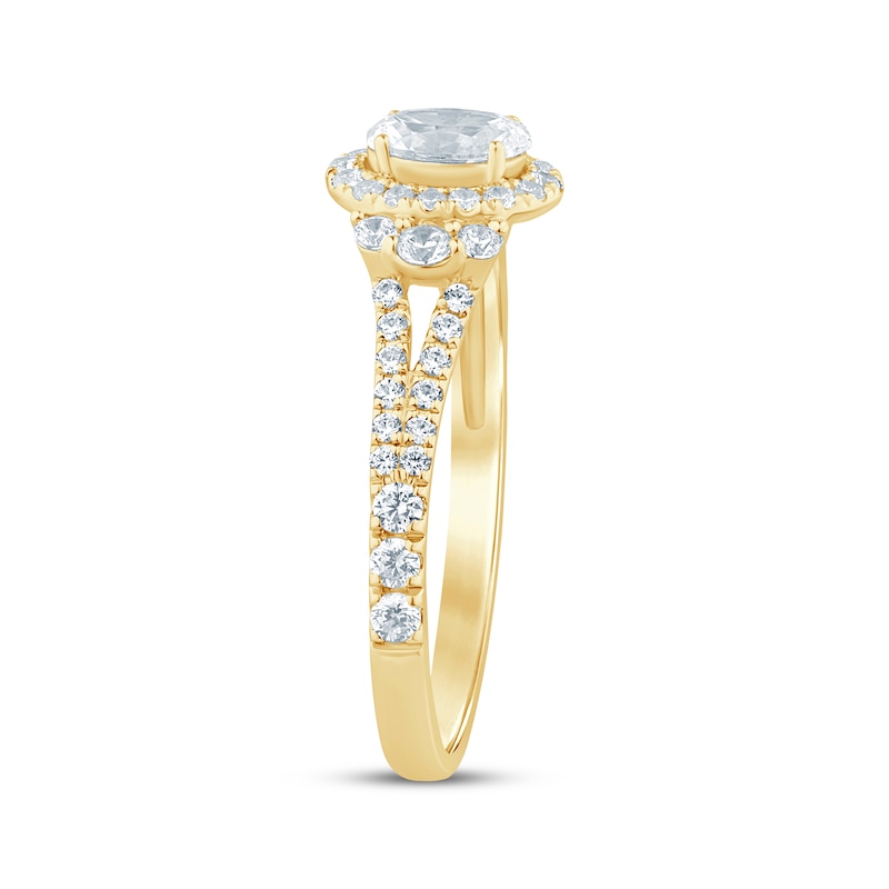 Main Image 2 of Now + Forever Oval-Cut Diamond Halo Engagement Ring 1 ct tw 14K Yellow Gold