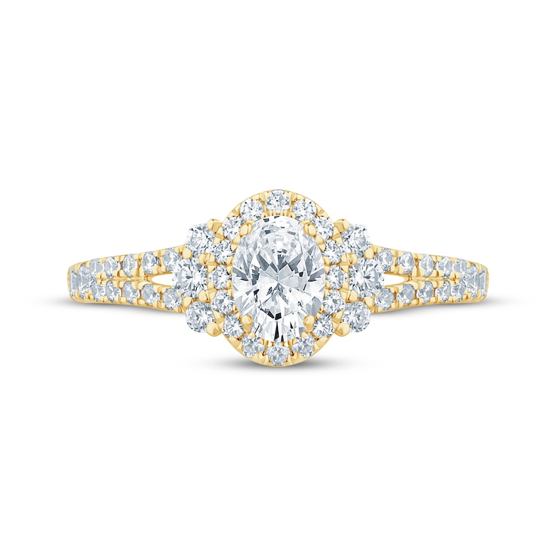 Main Image 3 of Now + Forever Oval-Cut Diamond Halo Engagement Ring 1 ct tw 14K Yellow Gold
