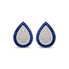 Thumbnail Image 2 of Pear-Shaped Lab-Created Opal & Lab-Created Sapphire Stud Earrings Sterling Silver