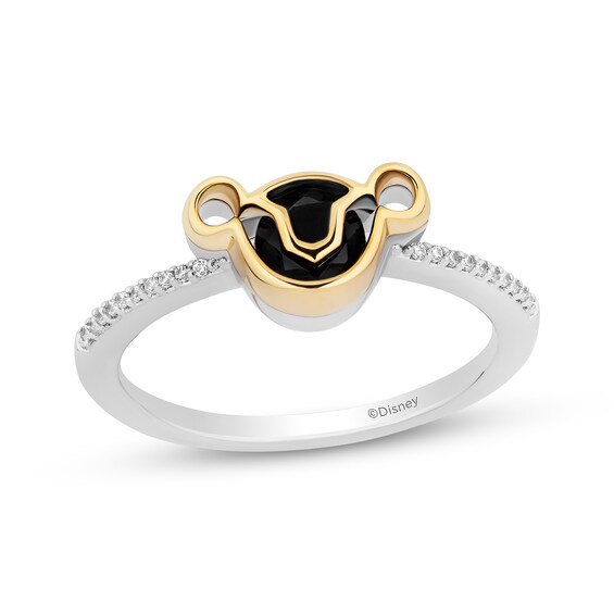 Disney Treasures The Lion King "Simba" Black Onyx & Diamond Accent Ring Sterling Silver & 10K Yellow Gold