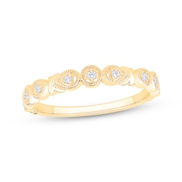 Now + Forever Diamond Milgrain Anniversary Ring 1/15 ct tw 10K Yellow Gold