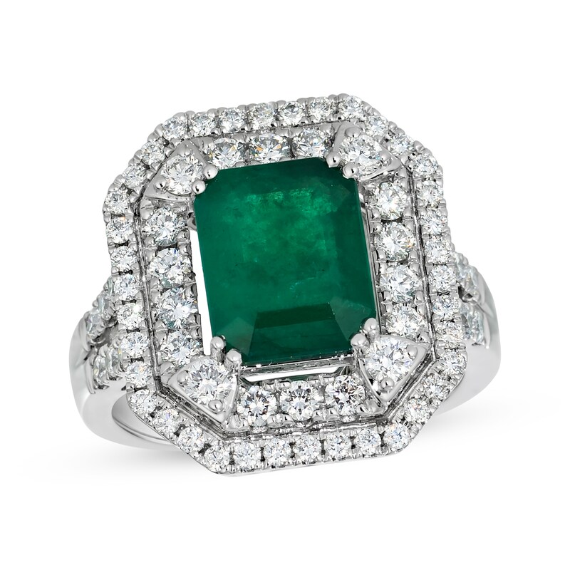 Main Image 1 of Le Vian Vault Emerald-Cut Emerald Ring 1 ct tw Diamonds Platinum