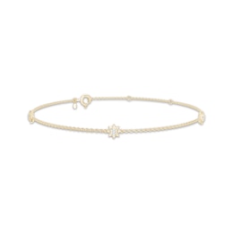 Diamond Sun Anklet 1/8 ct tw 10K Yellow Gold 10"