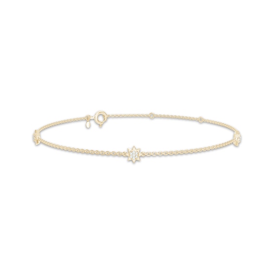 Diamond Sun Anklet 1/8 ct tw 10K Yellow Gold 10"