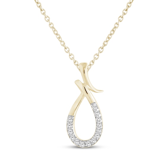 Diamond Bypass Teardrop Necklace 1/15 ct tw 10K Yellow Gold 18"