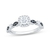Thumbnail Image 1 of Now + Forever Round-Cut White & Black Diamond Cushion Halo Engagement Ring 3/4 ct tw 14K White Gold