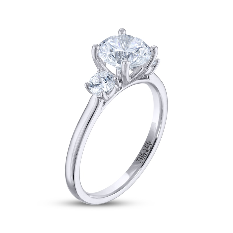 Main Image 2 of THE LEO Legacy Lab-Grown Diamond Round-Cut Three-Stone Engagement Ring 1-7/8 ct tw 14K White Gold