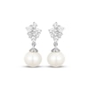 Thumbnail Image 2 of Cultured Pearl & White Lab-Created Sapphire Dangle Earrings Sterling Silver