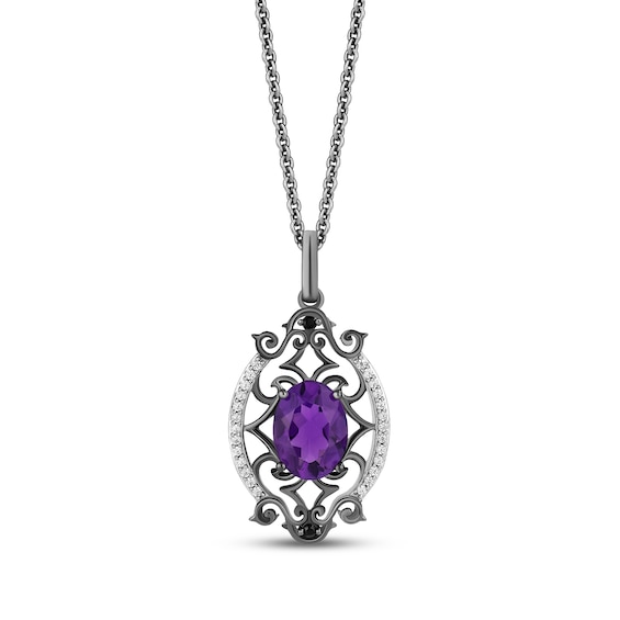 Disney Treasures The Nightmare Before Christmas Oval-Cut Amethyst & Diamond Necklace 1/15 ct tw Sterling Silver