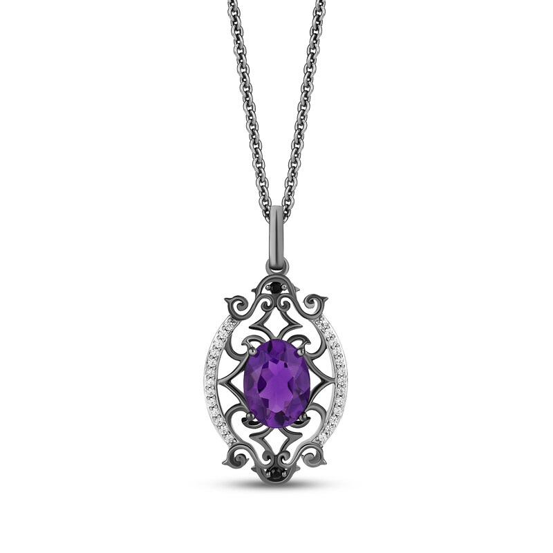 Main Image 1 of Disney Treasures The Nightmare Before Christmas Oval-Cut Amethyst & Diamond Necklace 1/15 ct tw Sterling Silver