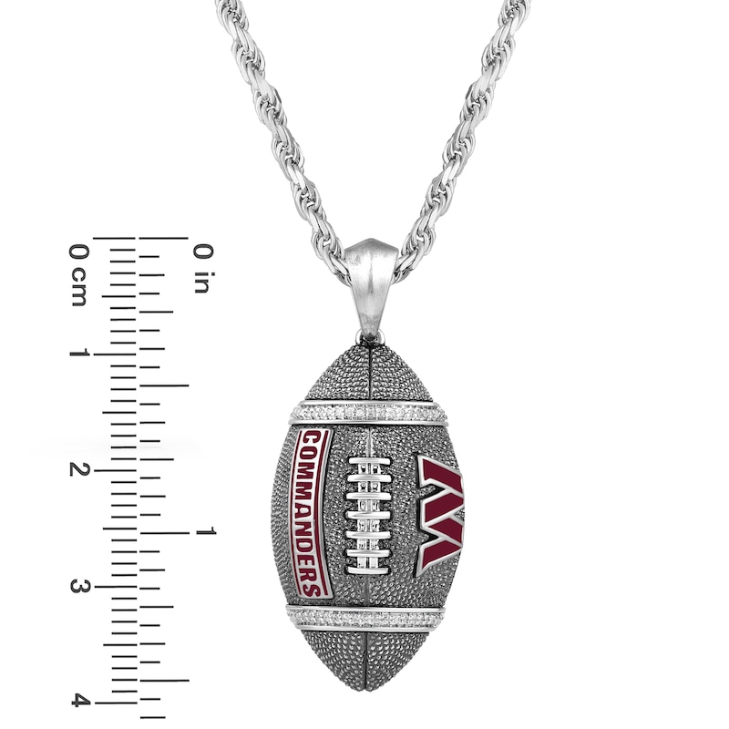 Main Image 4 of True Fans Washington Commanders 1/20 CT. T.W. Diamond Vertical Football Necklace in Sterling Silver