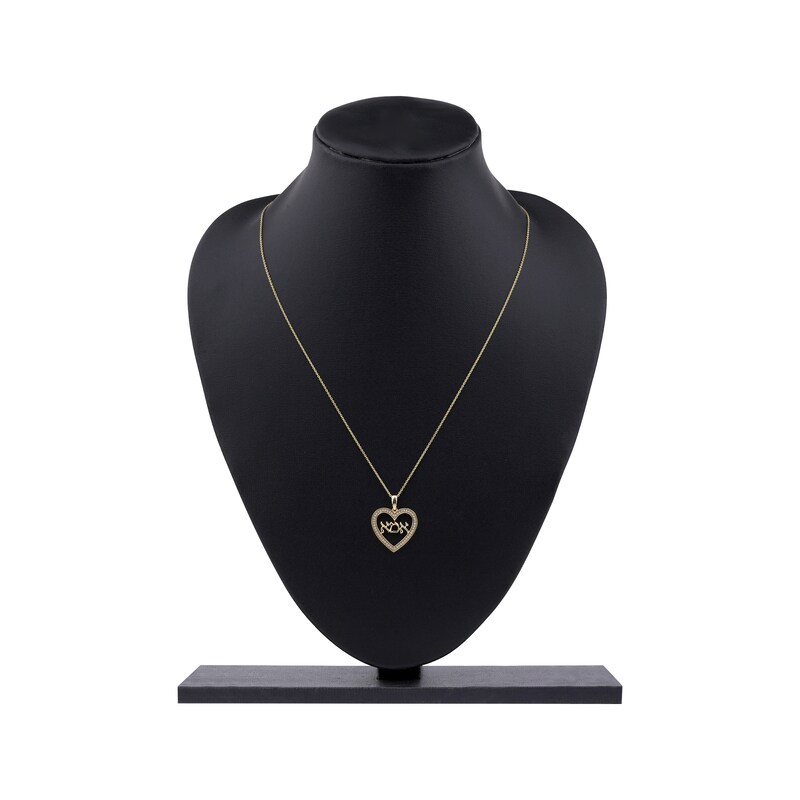 Main Image 6 of Diamond Hebrew "Mom" Heart Necklace 1/6 ct tw 10K Yellow Gold 18"