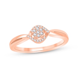 Multi-Diamond Crossover Promise Ring 1/10 ct tw 10K Rose Gold