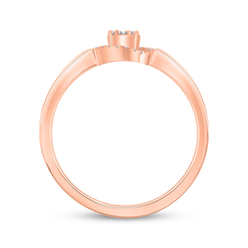 Main Image 2 of Multi-Diamond Crossover Promise Ring 1/10 ct tw 10K Rose Gold