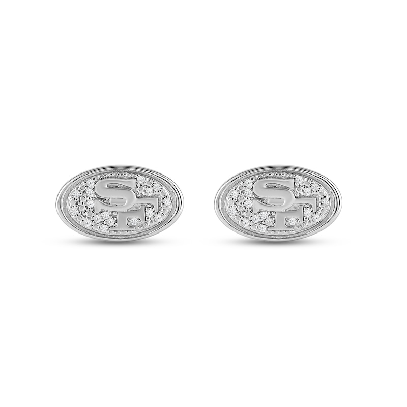 Main Image 1 of True Fans San Francisco 49ers 1/15 ct tw Diamond Logo Stud Earrings Sterling Silver