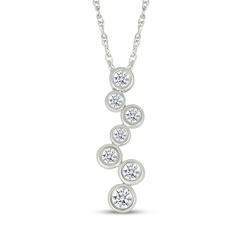 Main Image 1 of Diamond Bezel-Set Scatter Necklace 1/5 ct tw Sterling Silver 18&quot;