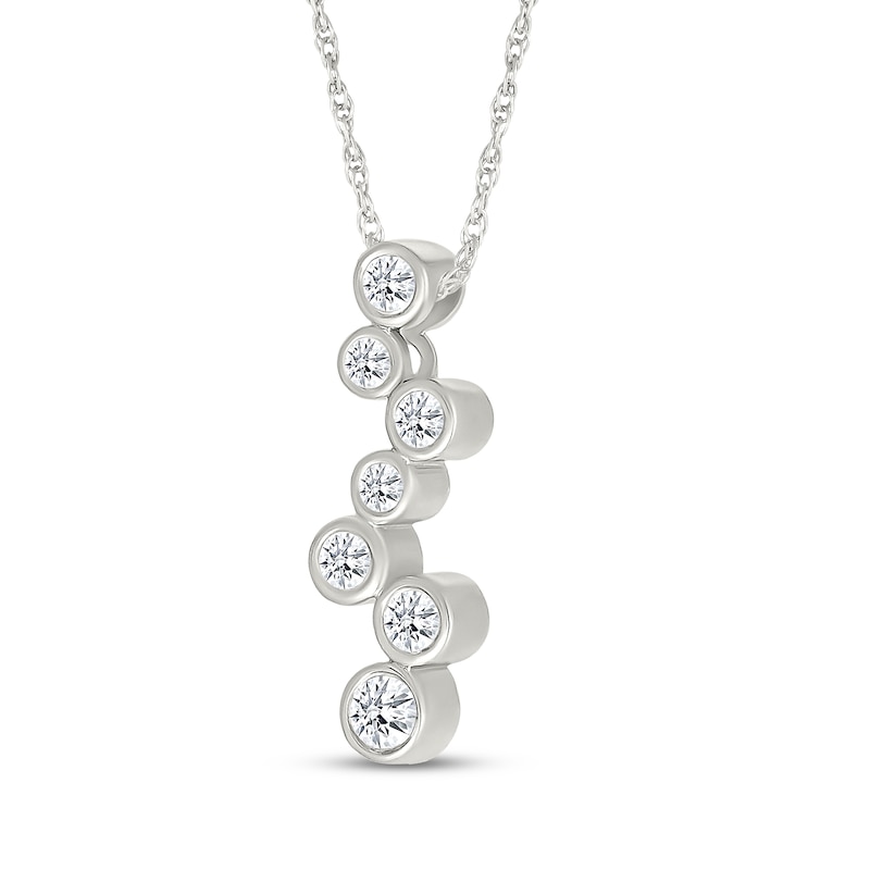 Main Image 2 of Diamond Bezel-Set Scatter Necklace 1/5 ct tw Sterling Silver 18&quot;