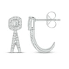 Thumbnail Image 1 of Baguette & Round-Cut Diamond Split J-Hoop Earrings 1/4 ct tw 10K White Gold