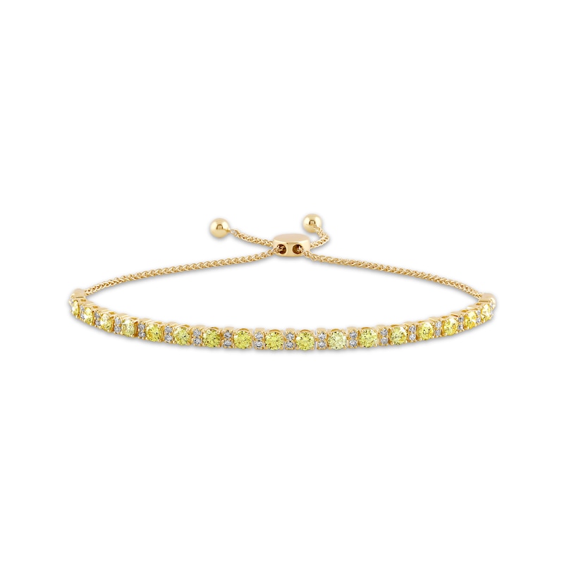 Main Image 1 of Yellow & White Lab-Grown Diamond Bolo Bracelet 2 ct tw 10K Yellow Gold 9.5"