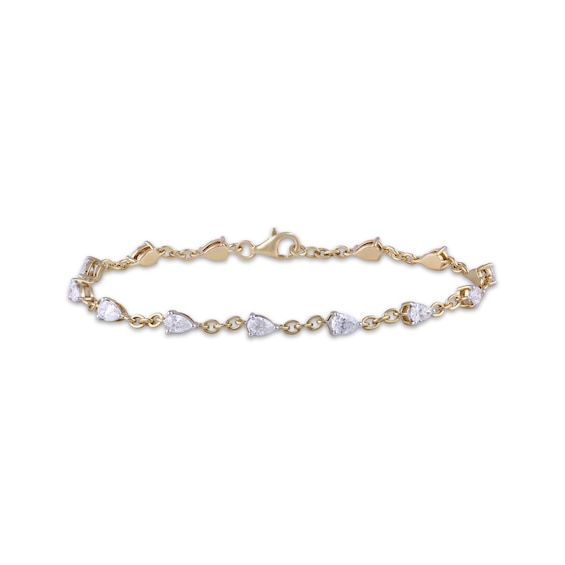KAY Lab-Grown Diamonds Pear-Shaped Bracelet 2 ct tw 10K Yellow Gold 7"