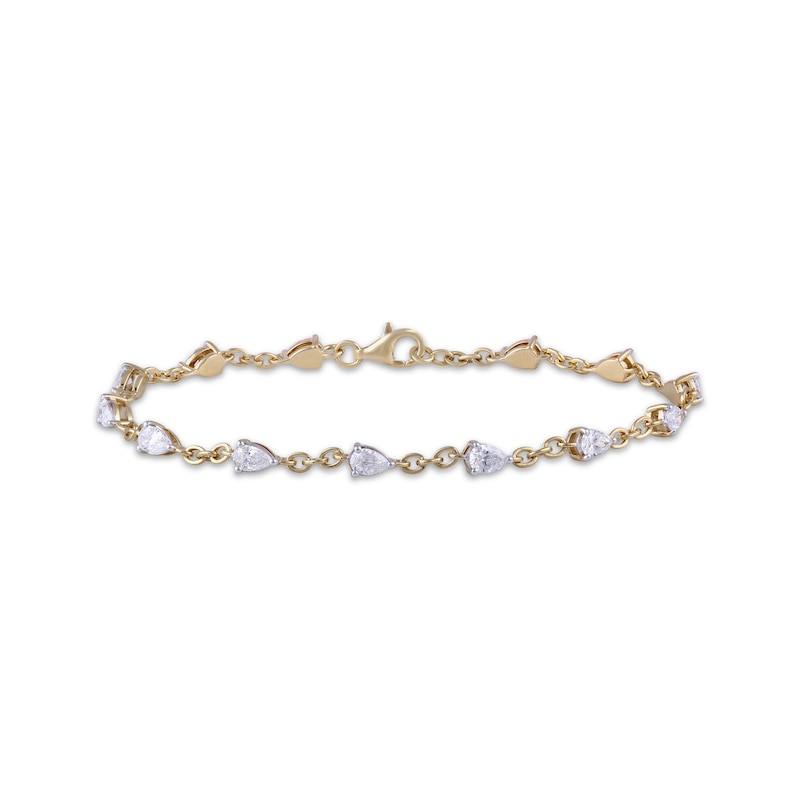 Main Image 1 of KAY Lab-Grown Diamonds Pear-Shaped Bracelet 2 ct tw 10K Yellow Gold 7"