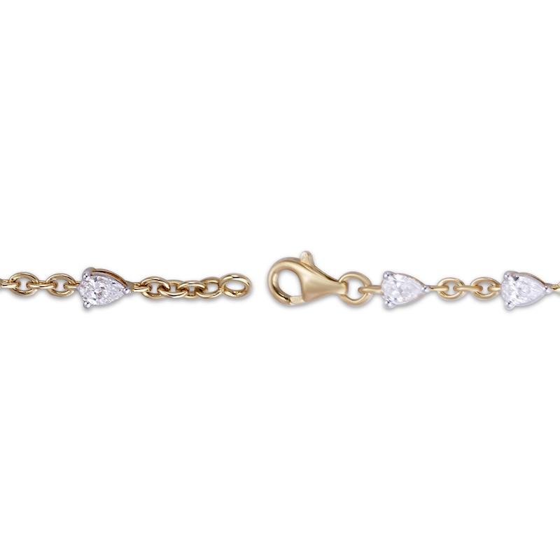 Main Image 3 of KAY Lab-Grown Diamonds Pear-Shaped Bracelet 2 ct tw 10K Yellow Gold 7"