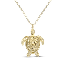 Diamond-Cut Turtle Necklace 14K Yellow Gold 18"