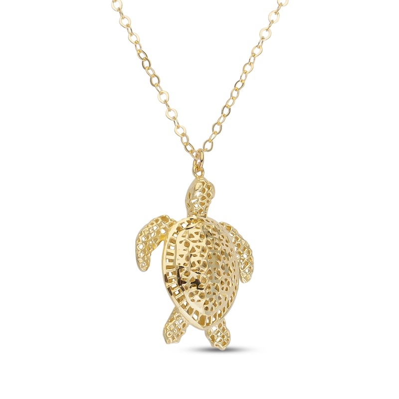 Main Image 2 of Diamond-Cut Turtle Necklace 14K Yellow Gold 18"
