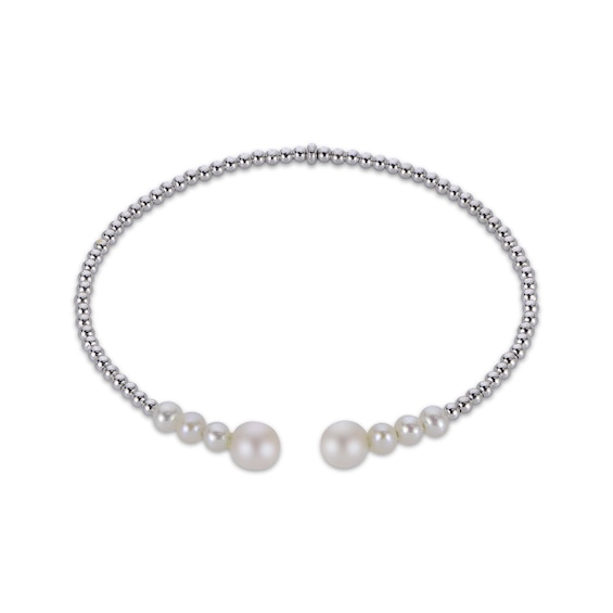 Cultured Pearl Bangle Bracelet Sterling Silver