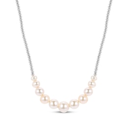 Cultured Pearl & Bead Necklace Sterling Silver 18"