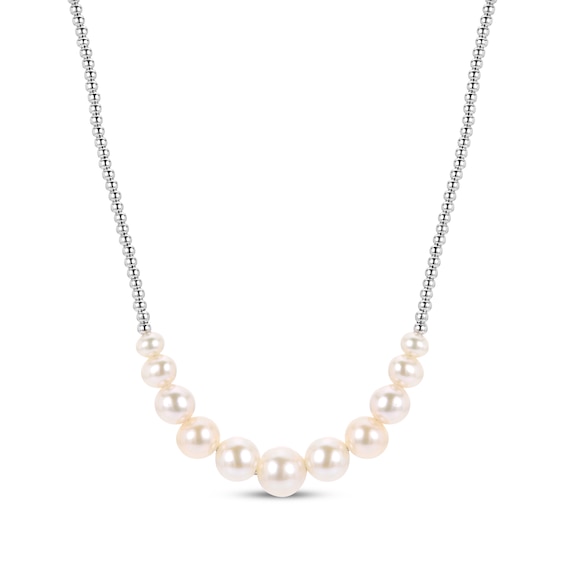 Cultured Pearl & Bead Necklace Sterling Silver 18"