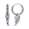Thumbnail Image 3 of Men's Patterned Hoop Earrings with Wings Stainless Steel