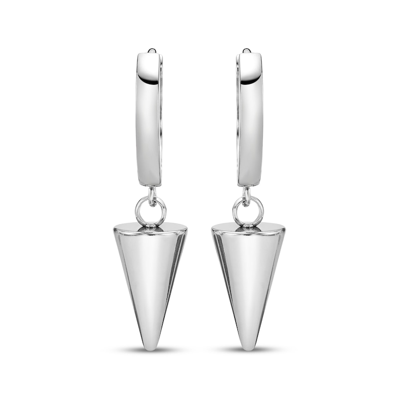 Main Image 2 of Men's Cone Dangle Hoop Earrings Stainless Steel