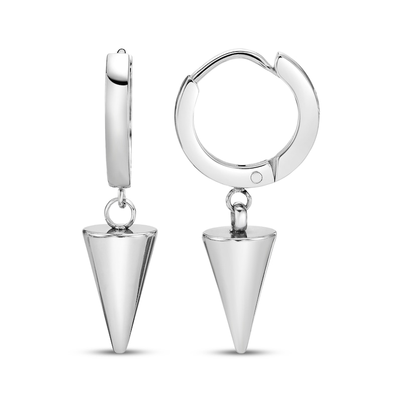 Main Image 3 of Men's Cone Dangle Hoop Earrings Stainless Steel